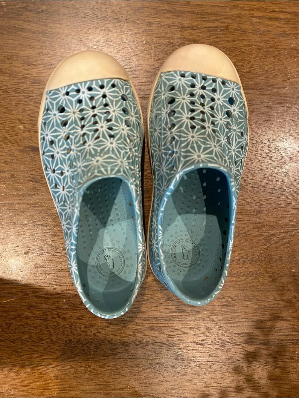 Native Shoes Kids Water Shoes in Light Blue with White Toe